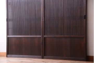 古民具・骨董　裏障子付き!上質なアンティーク格子戸2枚セット(2)