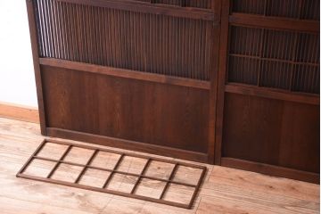古民具・骨董　裏障子付き!上質なアンティーク格子戸2枚セット(2)
