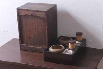 アンティーク雑貨　古民具・骨董　唐木材製　煙草盆・火入付(茶道具)