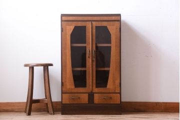 レトロ家具　昭和レトロ　古い木製のアンティーク本箱(ブックケース)