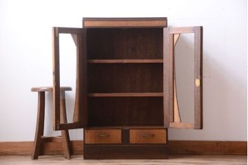 レトロ家具　昭和レトロ　古い木製のアンティーク本箱(ブックケース)