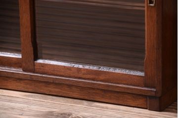 アンティーク家具　アンティーク　モールガラス引き戸のシンプルで小さなローボード(収納棚)(2)