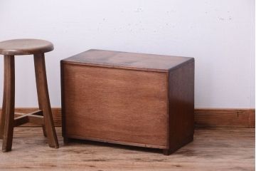 アンティーク家具　アンティーク　モールガラス引き戸のシンプルで小さなローボード(収納棚)(2)