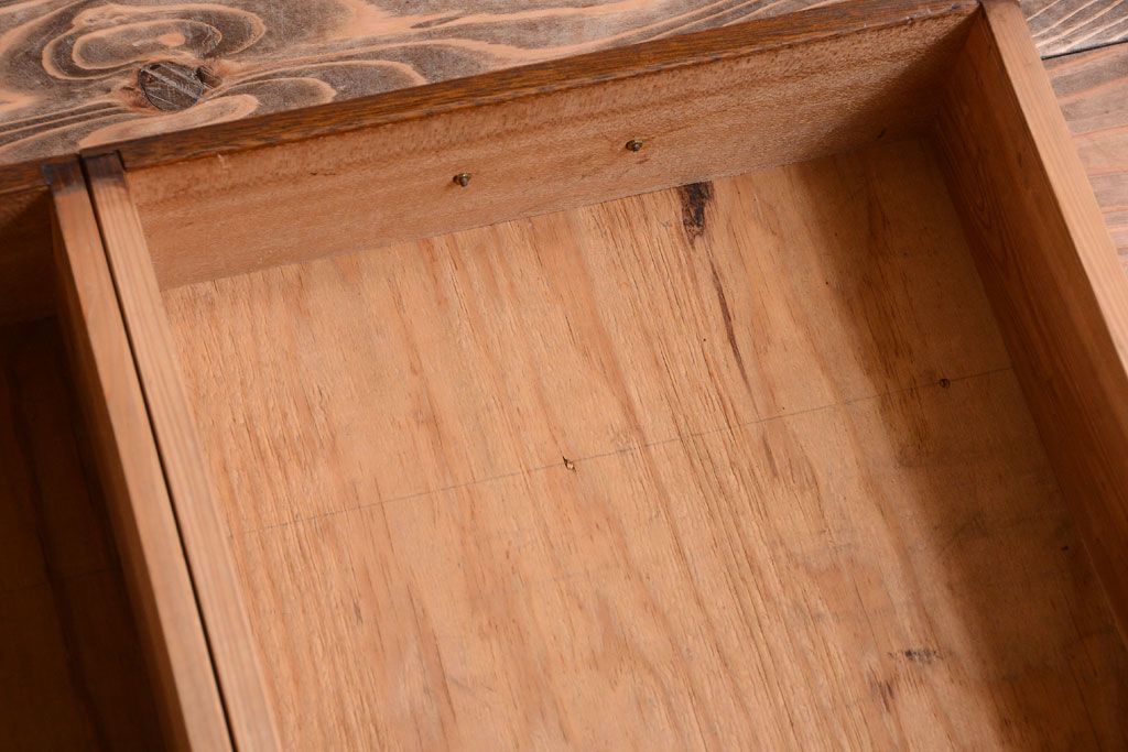 レトロ家具　和製アンティーク　モールガラス入り!大ぶりなレトロ本箱(ブックケース)(2)