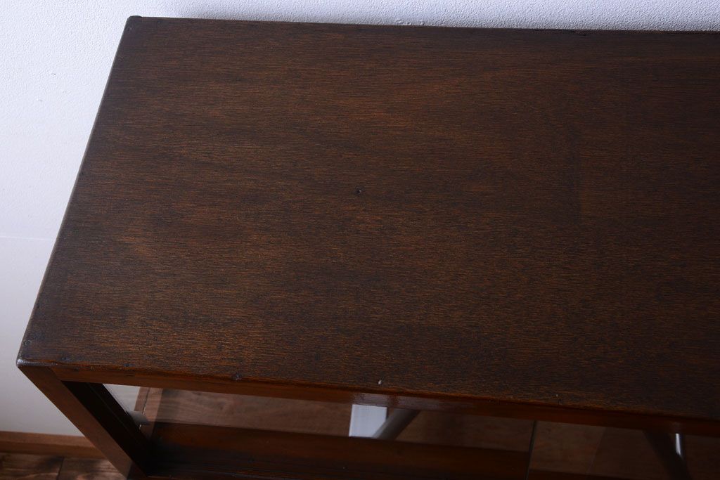 レトロ家具　和製アンティーク　モールガラス入り!大ぶりなレトロ本箱(ブックケース)(2)