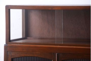 レトロ家具　和製アンティーク　モールガラス入り!大ぶりなレトロ本箱(ブックケース)(2)