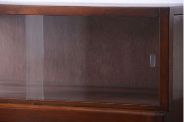 レトロ家具　和製アンティーク　モールガラス入り!大ぶりなレトロ本箱(ブックケース)(2)