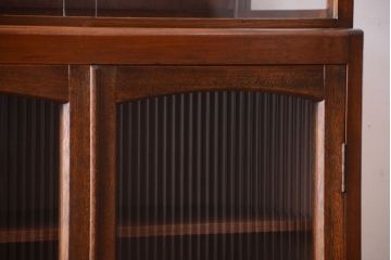 レトロ家具　和製アンティーク　モールガラス入り!大ぶりなレトロ本箱(ブックケース)(2)