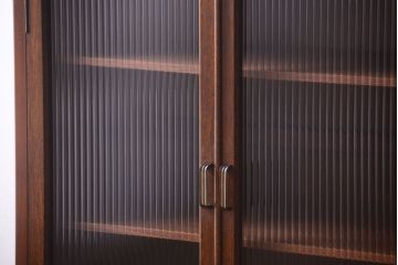 レトロ家具　和製アンティーク　モールガラス入り!大ぶりなレトロ本箱(ブックケース)(2)