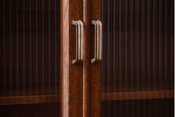 レトロ家具　和製アンティーク　モールガラス入り!大ぶりなレトロ本箱(ブックケース)(2)