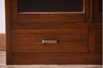 レトロ家具　和製アンティーク　モールガラス入り!大ぶりなレトロ本箱(ブックケース)(2)