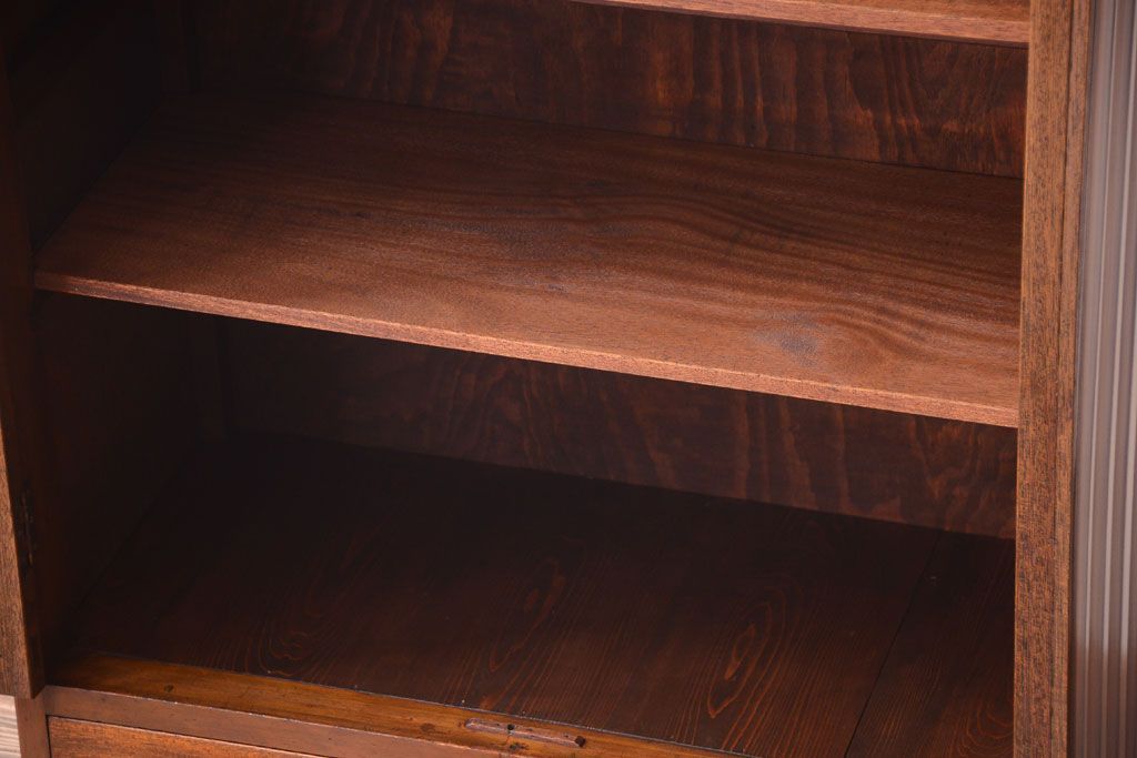 レトロ家具　和製アンティーク　モールガラス入り!大ぶりなレトロ本箱(ブックケース)(2)