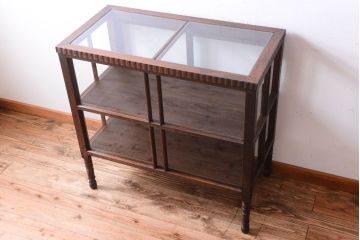 アンティーク家具　大正ロマン　古いタバコ屋のモダンな脚付きアンティークガラスケース