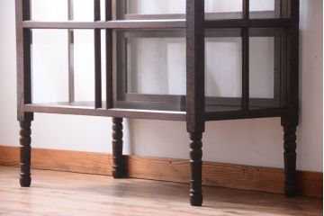 アンティーク家具　大正ロマン　古いタバコ屋のモダンな脚付きアンティークガラスケース