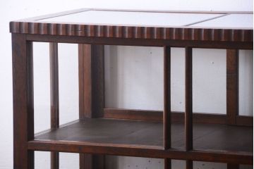 アンティーク家具　大正ロマン　古いタバコ屋のモダンな脚付きアンティークガラスケース