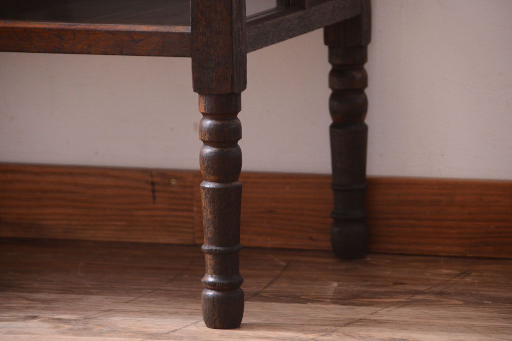 アンティーク家具　大正ロマン　古いタバコ屋のモダンな脚付きアンティークガラスケース