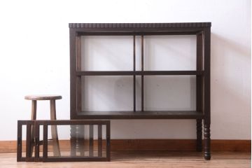 アンティーク家具　大正ロマン　古いタバコ屋のモダンな脚付きアンティークガラスケース