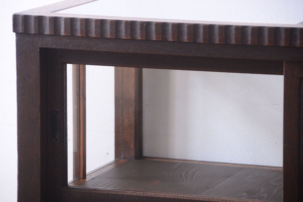 アンティーク家具　大正ロマン　古いタバコ屋のモダンな脚付きアンティークガラスケース