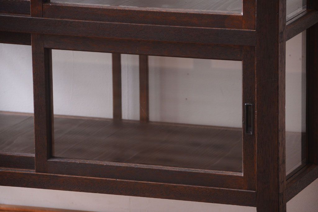 アンティーク家具　大正ロマン　古いタバコ屋のモダンな脚付きアンティークガラスケース