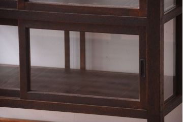 アンティーク家具　大正ロマン　古いタバコ屋のモダンな脚付きアンティークガラスケース