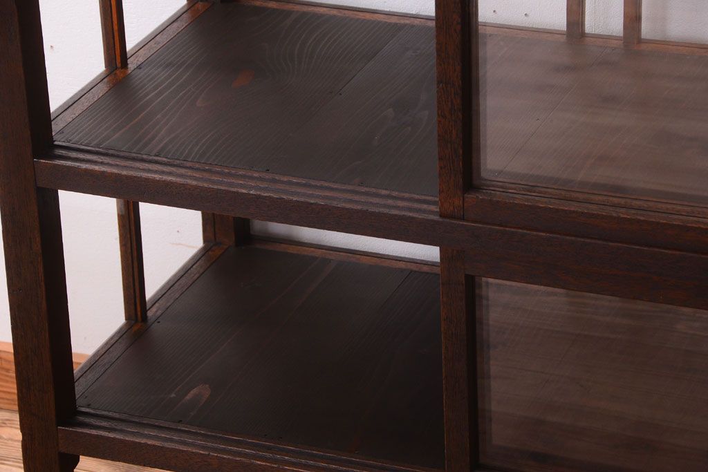 アンティーク家具　大正ロマン　古いタバコ屋のモダンな脚付きアンティークガラスケース