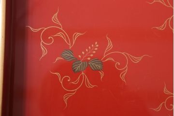 アンティーク雑貨　和製アンティーク 昭和十四年　輪島塗　桐蒔絵朱塗木膳4客セット(1)