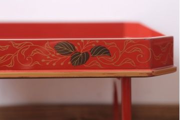 アンティーク雑貨　和製アンティーク 昭和十四年　輪島塗　桐蒔絵朱塗木膳4客セット(1)