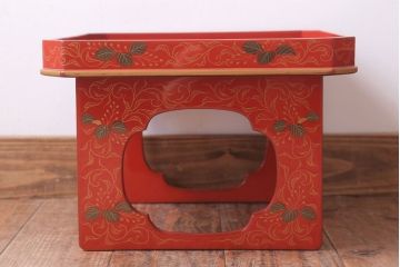 アンティーク雑貨　和製アンティーク 昭和十四年　輪島塗　桐蒔絵朱塗木膳4客セット(1)