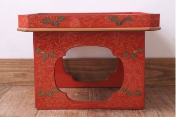 アンティーク雑貨　和製アンティーク 昭和十四年　輪島塗　桐蒔絵朱塗木膳4客セット(1)