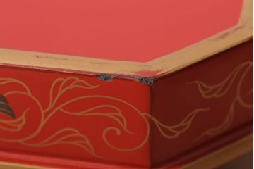 アンティーク雑貨　和製アンティーク 昭和十四年　輪島塗　桐蒔絵朱塗木膳4客セット(1)