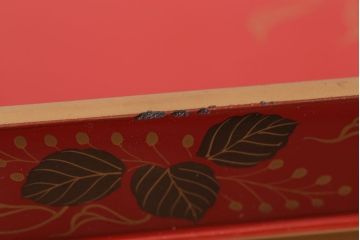 アンティーク雑貨　和製アンティーク 昭和十四年　輪島塗　桐蒔絵朱塗木膳4客セット(1)