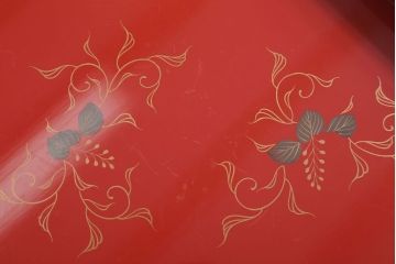 和製アンティーク 昭和十四年　輪島塗　桐蒔絵朱塗木膳4客セット(2)