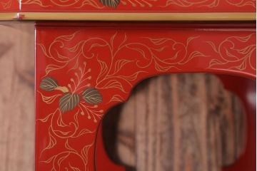 和製アンティーク 昭和十四年　輪島塗　桐蒔絵朱塗木膳4客セット(2)
