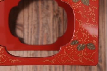 和製アンティーク 昭和十四年　輪島塗　桐蒔絵朱塗木膳4客セット(2)