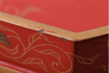 和製アンティーク 昭和十四年　輪島塗　桐蒔絵朱塗木膳4客セット(2)