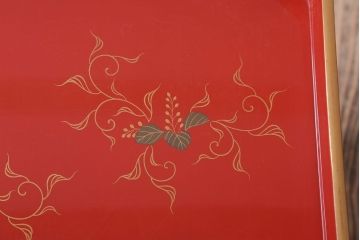 和製アンティーク 昭和十四年　輪島塗　桐蒔絵朱塗本膳4客セット