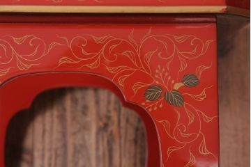 和製アンティーク 昭和十四年　輪島塗　桐蒔絵朱塗本膳4客セット