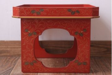 和製アンティーク 昭和十四年　輪島塗　桐蒔絵朱塗本膳4客セット
