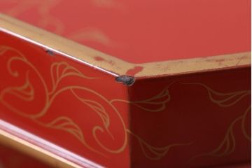 和製アンティーク 昭和十四年　輪島塗　桐蒔絵朱塗本膳4客セット