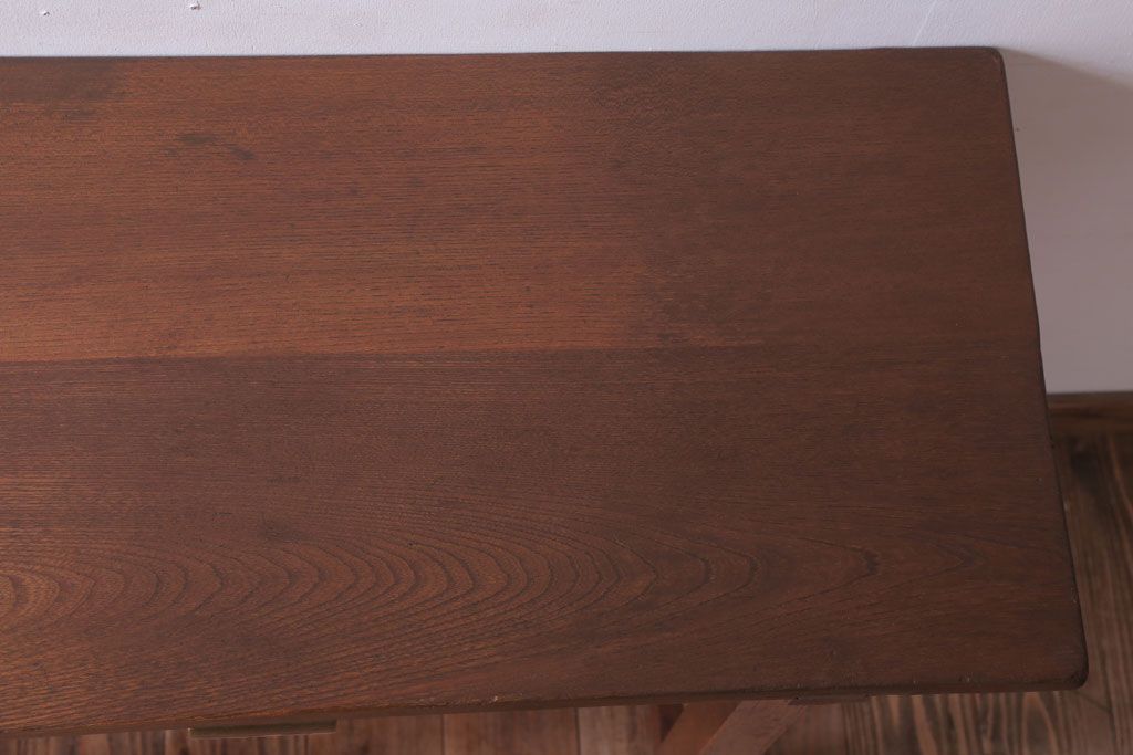 レトロ家具　昭和レトロ　古い木のシンプルな薄型サイドテーブル(平机・コンソールテーブル)