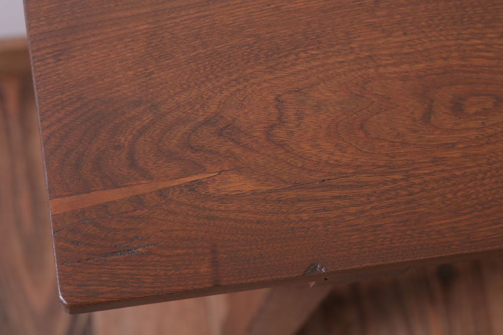 レトロ家具　昭和レトロ　古い木のシンプルな薄型サイドテーブル(平机・コンソールテーブル)