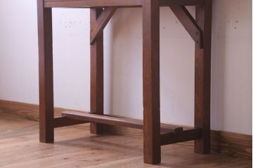 レトロ家具　昭和レトロ　古い木のシンプルな薄型サイドテーブル(平机・コンソールテーブル)
