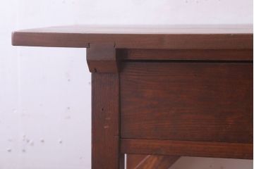 レトロ家具　昭和レトロ　古い木のシンプルな薄型サイドテーブル(平机・コンソールテーブル)