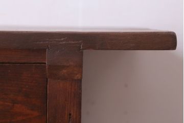 レトロ家具　昭和レトロ　古い木のシンプルな薄型サイドテーブル(平机・コンソールテーブル)