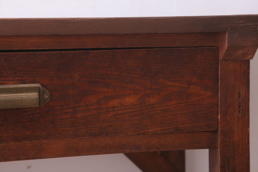 レトロ家具　昭和レトロ　古い木のシンプルな薄型サイドテーブル(平机・コンソールテーブル)