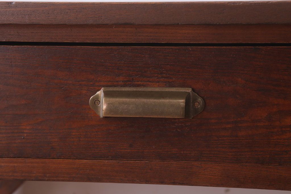 レトロ家具　昭和レトロ　古い木のシンプルな薄型サイドテーブル(平机・コンソールテーブル)