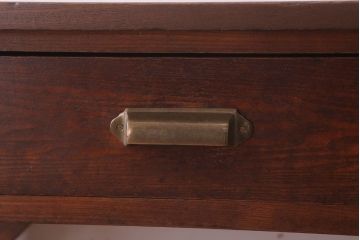 レトロ家具　昭和レトロ　古い木のシンプルな薄型サイドテーブル(平机・コンソールテーブル)