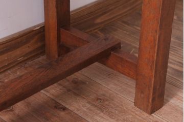 レトロ家具　昭和レトロ　古い木のシンプルな薄型サイドテーブル(平机・コンソールテーブル)