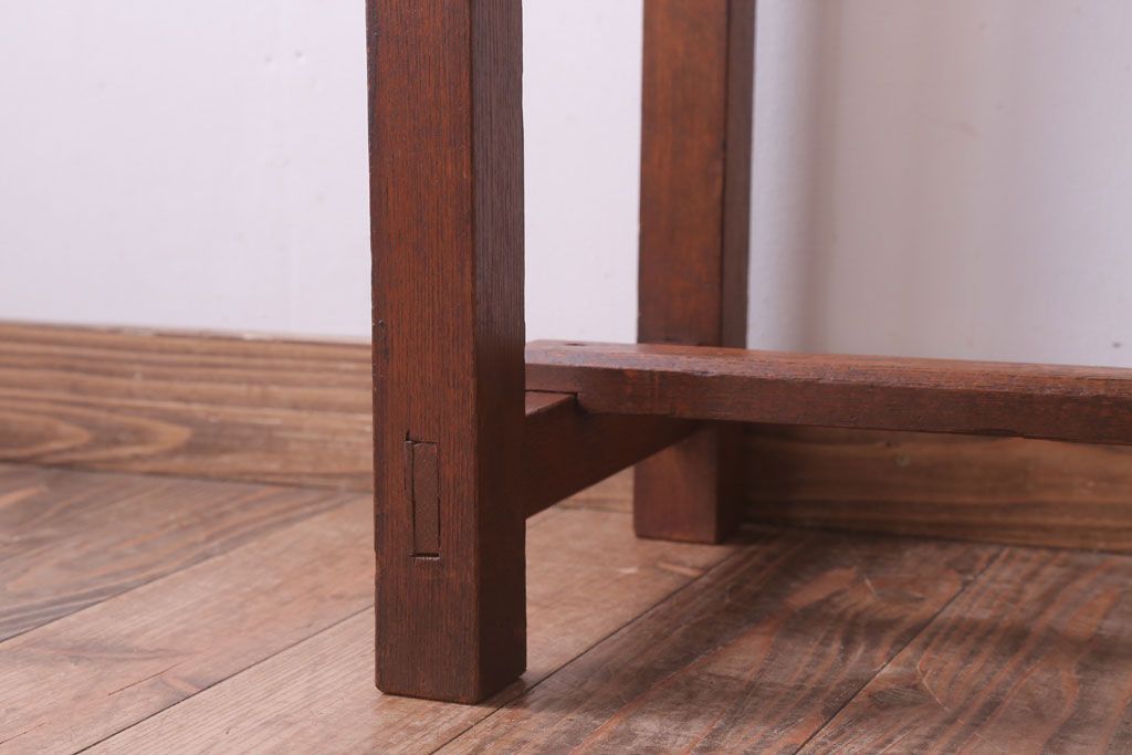 レトロ家具　昭和レトロ　古い木のシンプルな薄型サイドテーブル(平机・コンソールテーブル)