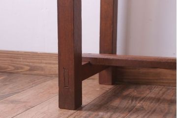 レトロ家具　昭和レトロ　古い木のシンプルな薄型サイドテーブル(平机・コンソールテーブル)